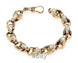 9ct Yellow Gold on Silver Men's Chunky Tulip Bracelet 10mm Width 9.25 inch