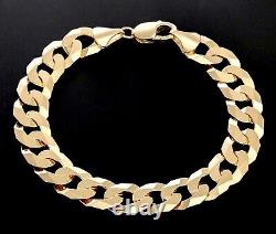 9ct Yellow Gold on Silver Men's Curb Bracelet 11mm Width 8.5 inch