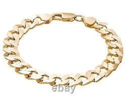 9ct Yellow Gold on Silver Men's Curb Bracelet 11mm Width 8.5 inch