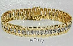 9ct Yellow Gold on Silver Men's Diamond Rolex Watch Strap Bracelet