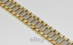 9ct Yellow Gold on Silver Men's Diamond Rolex Watch Strap Bracelet