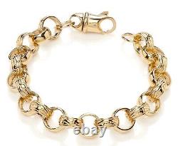 9ct Yellow Gold on Silver Men's Heavy Chunky Belcher Bracelet 12.5mm Wide