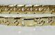 9ct Yellow Gold On Silver Men's Patterned Solid Curb Chain Bracelet 8.5 Inch