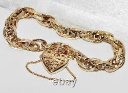 9ct Yellow Gold on Silver Victorian Design Bracelet with Heart padlock