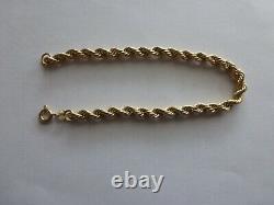 9ct Yellow Gold rope Bracelet 18cm (7) in length in excellent undamaged cond