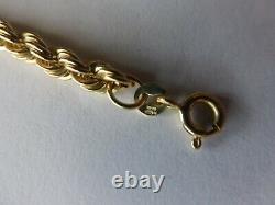 9ct Yellow Gold rope Bracelet 18cm (7) in length in excellent undamaged cond