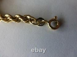 9ct Yellow Gold rope Bracelet 18cm (7) in length in excellent undamaged cond