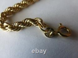 9ct Yellow Gold rope Bracelet 18cm (7) in length in excellent undamaged cond