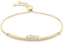 9ct Yellow Solid GOLD Bar Ball & Pine Chain Bangle/Bracelet + Box + FREE Gift