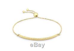 9ct Yellow Solid GOLD Bar Ball & Pine Chain Bangle/Bracelet + Box + FREE Gift