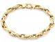 9ct Yellow Solid Gold Textured Double Link Bracelet 23cm/9 Inches + Free Gift