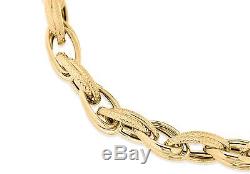 9ct Yellow Solid GOLD Textured Double Link Bracelet 23cm/9 Inches + Free Gift