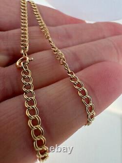 9ct Yellow Solid Gold 3.2mm Double Curb Link Bracelet 7.5 Inch Chain (16Z)