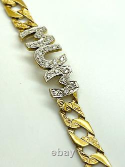 9ct Yellow Solid Gold CZ MUM Chaps Bracelet 7 ½