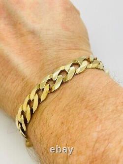 9ct Yellow Solid Gold Curb Bracelet 10.5mm 8 ½