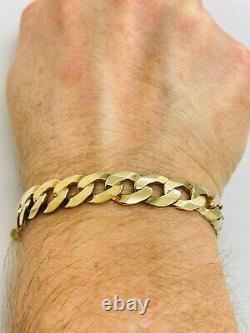 9ct Yellow Solid Gold Curb Bracelet 10.5mm 8 ½