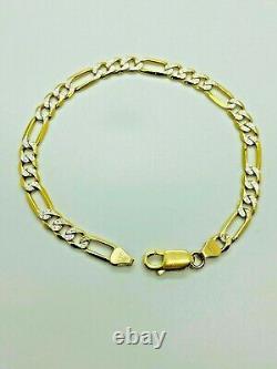 9ct Yellow Solid Gold Figaro Bracelet 5.3mm 7 ½