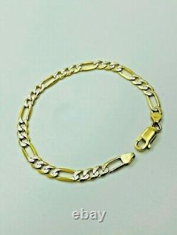 9ct Yellow Solid Gold Figaro Bracelet 5.3mm 7 ½