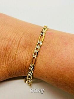 9ct Yellow Solid Gold Figaro Bracelet 5.3mm 7 ½