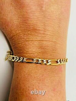 9ct Yellow Solid Gold Figaro Bracelet 5.3mm 7 ½