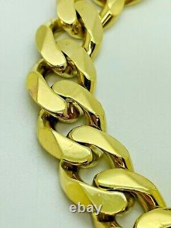 9ct Yellow Solid Gold Heavy Curb Bracelet 9
