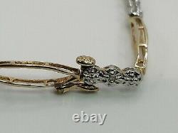 9ct Yellow & White Gold Diamond Bracelet, 7.5'', 375, Used