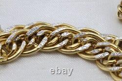 9ct Yellow & White Gold Double Link 8 Inch Bracelet 6.6g 1561124