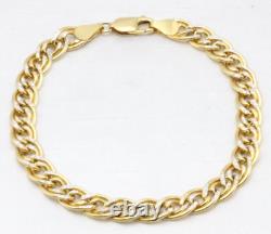 9ct Yellow & White Gold Double Link 8 Inch Bracelet 6.6g 1561124