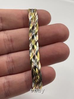 9ct Yellow White Rose Gold Bracelet Tri Colour 7.5 Inch 5.1g Beautiful