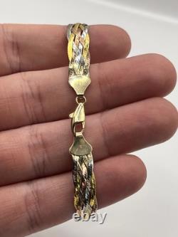 9ct Yellow White Rose Gold Bracelet Tri Colour 7.5 Inch 5.1g Beautiful