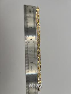 9ct Yellow White Rose Gold Bracelet Tri Colour 7.5 Inch 5.1g Beautiful