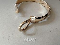 9ct Yellow & White gold 85.66g Twisted Diamond Torque Hook Bangle Bracelet