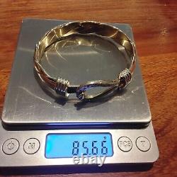 9ct Yellow & White gold 85.66g Twisted Diamond Torque Hook Bangle Bracelet