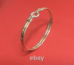 9ct Yellow & White solid Gold Bangle with 2 x Diamonds 7.35g