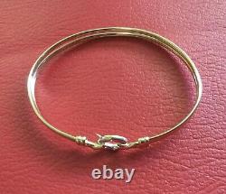 9ct Yellow & White solid Gold Bangle with 2 x Diamonds 7.35g