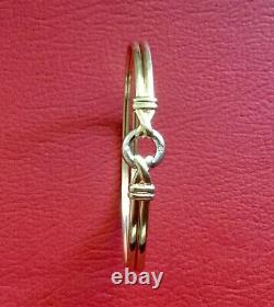 9ct Yellow & White solid Gold Bangle with 2 x Diamonds 7.35g