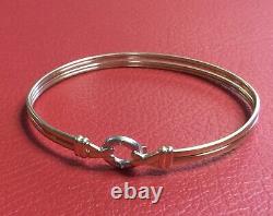 9ct Yellow & White solid Gold Bangle with 2 x Diamonds 7.35g