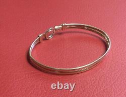 9ct Yellow & White solid Gold Bangle with 2 x Diamonds 7.35g