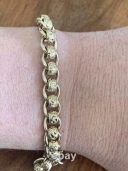 9ct Yellow gold Rollerball pattern link chain Bracelet 34.78g hallmarked 8.25