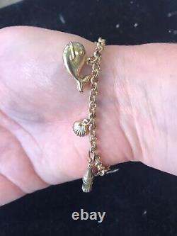 9ct Yellow gold charm bracelet 8.4g 7.5 Inches