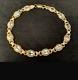 9ct Yellow Solid Gold Ladies Blue Topaz Bracelet Highly Decorative 7 1/2