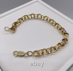 9ct Yellwow Gold 7.3mm Belcher Bracelet 7.5 inches- Hallmarked