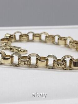 9ct Yellwow Gold 7.3mm Belcher Bracelet 7.5 inches- Hallmarked