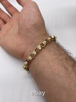 9ct Yellwow Gold 7.3mm Belcher Bracelet 7.5 inches- Hallmarked