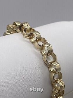 9ct Yellwow Gold 7.3mm Belcher Bracelet 7.5 inches- Hallmarked