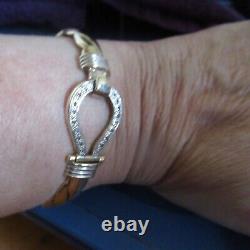 9ct gold HEAVY DIAMOND bangle bracelet torque Hallmarked 31g+