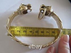 9ct gold HEAVY Panther Leopard Bangle Bracelet DIAMONDS approx 105g