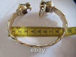 9ct gold HEAVY Panther Leopard Bangle Bracelet DIAMONDS approx 105g