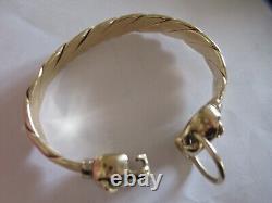 9ct gold HEAVY Panther Leopard Bangle Bracelet DIAMONDS approx 105g