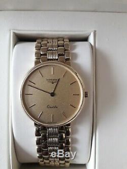 9ct gold Longines men's quartz watch with 9ct gold bracelet in fab condition